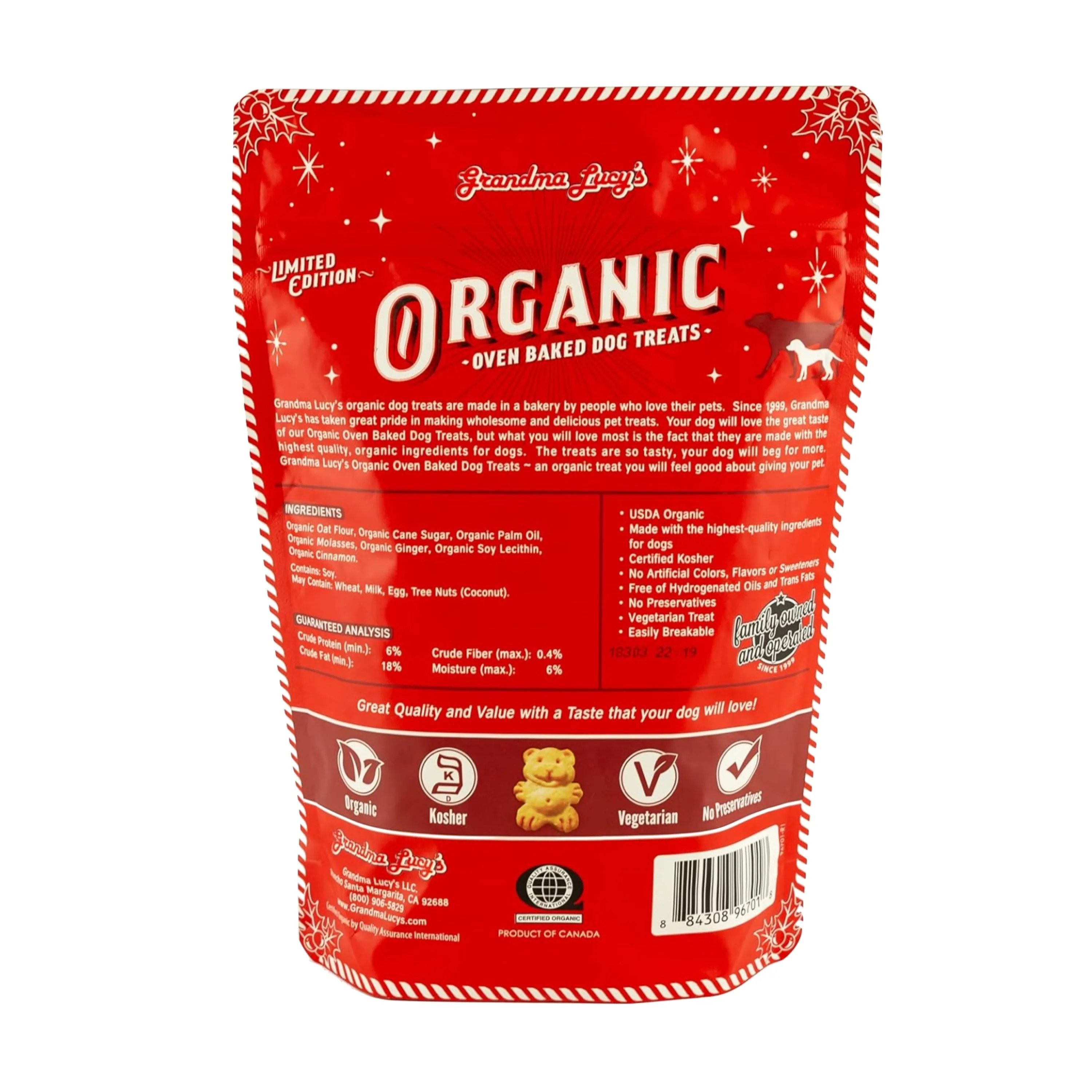 Grandma Lucy's Organic Gingerbread Limited Edition Treat 8oz - Coming Soon!