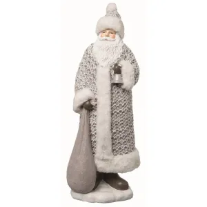 Gray Resin Snow Santa Figurine