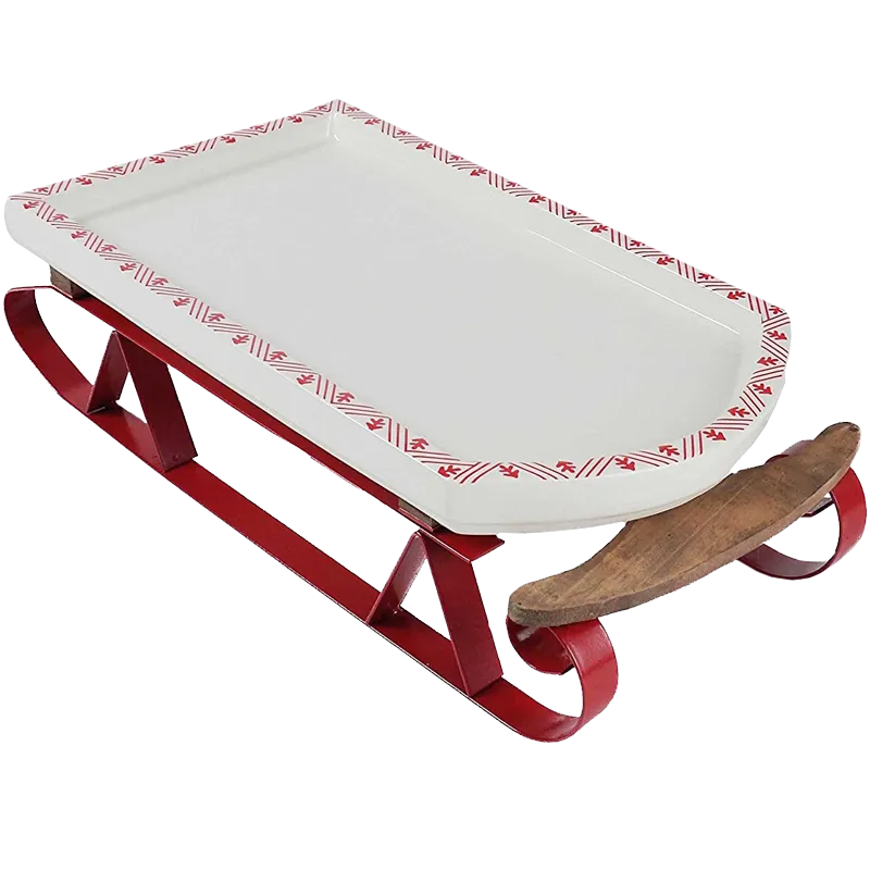 Hallmark Home Holiday Ceramic and Metal Serving Sleigh Platter