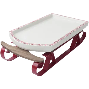 Hallmark Home Holiday Ceramic and Metal Serving Sleigh Platter