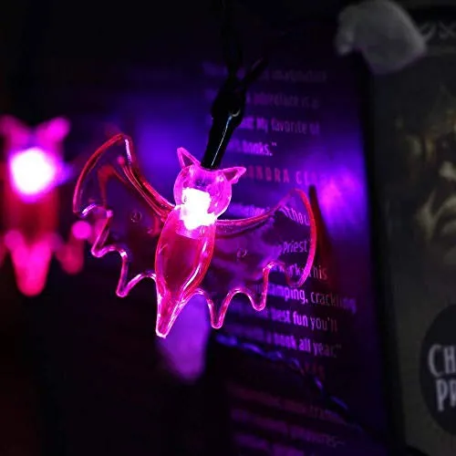 Halloween String Lights - Total 90 LED 35.4ft - Battery Operated - Purple Bat, White Ghost, Orange Pumpkin String Lights - 3 Pack