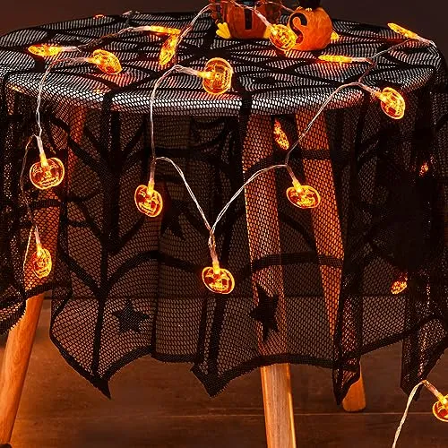 Halloween String Lights - Total 90 LED 35.4ft - Battery Operated - Purple Bat, White Ghost, Orange Pumpkin String Lights - 3 Pack