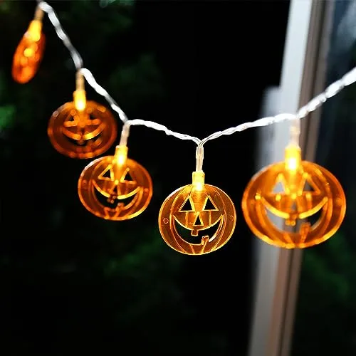 Halloween String Lights - Total 90 LED 35.4ft - Battery Operated - Purple Bat, White Ghost, Orange Pumpkin String Lights - 3 Pack