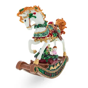 Harmonious Rocking Horse Carrying Gifts: Christmas Musical  Figurine 8-inch