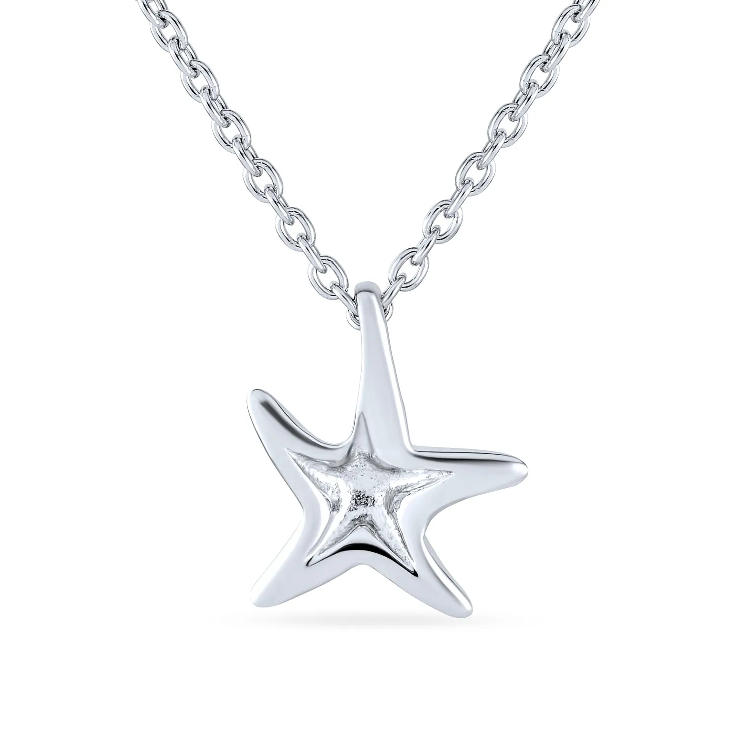 Hawaii Nautical Starfish Pendant Necklace Ear Cuff Drop Stud Earrings Silver