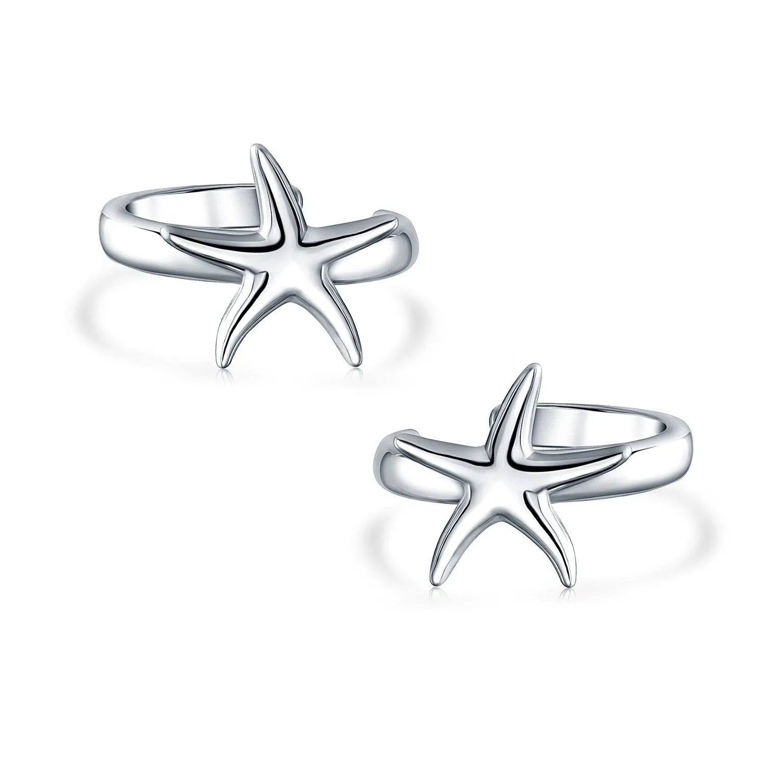 Hawaii Nautical Starfish Pendant Necklace Ear Cuff Drop Stud Earrings Silver