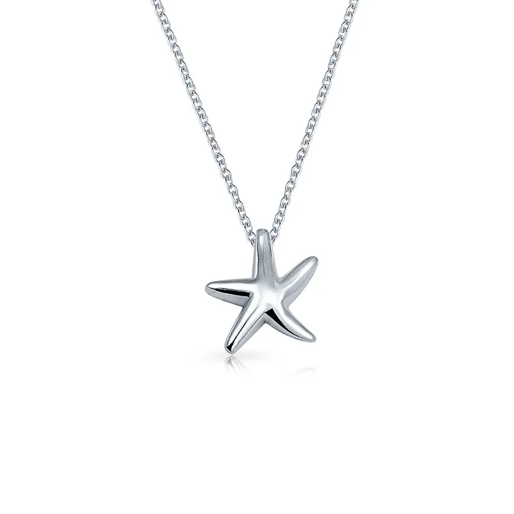 Hawaii Nautical Starfish Pendant Necklace Ear Cuff Drop Stud Earrings Silver