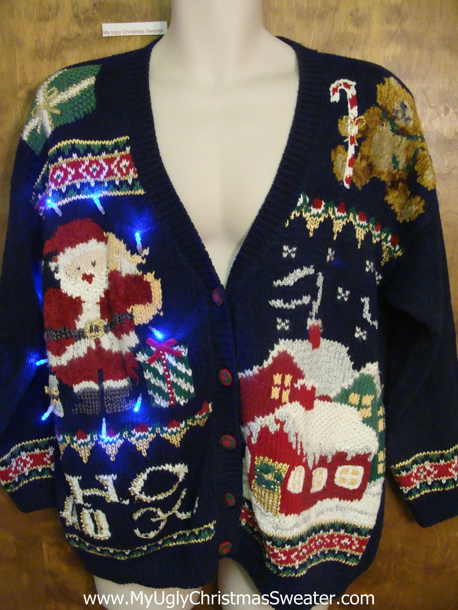 HoHoHo 80s Busy Light Up Ugly Xmas Sweater