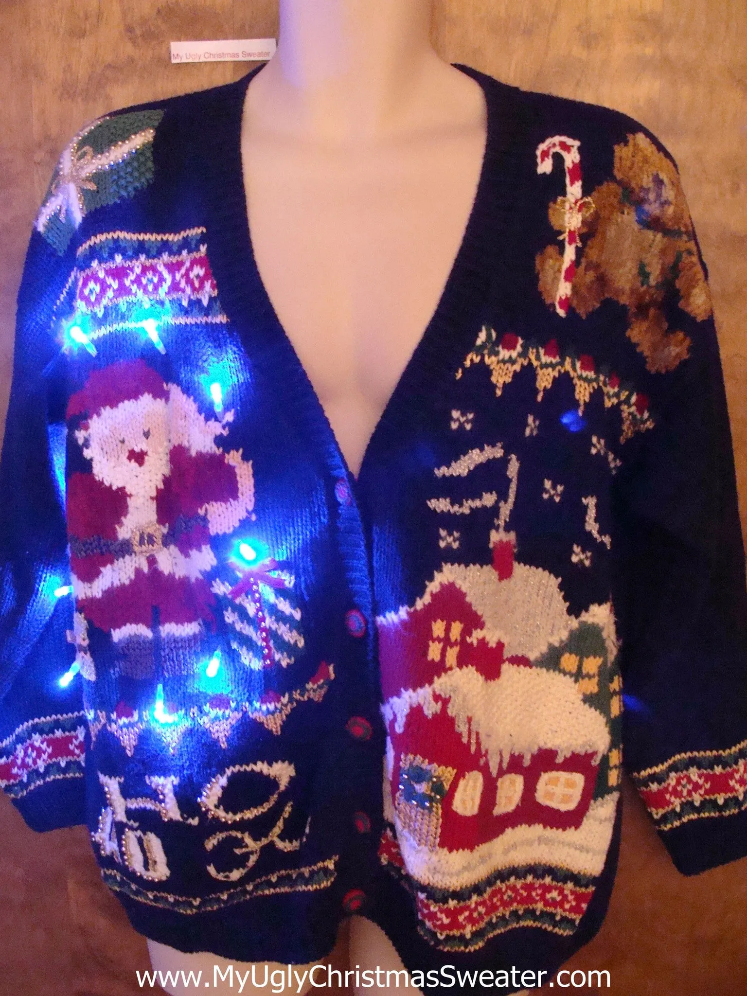 HoHoHo 80s Busy Light Up Ugly Xmas Sweater