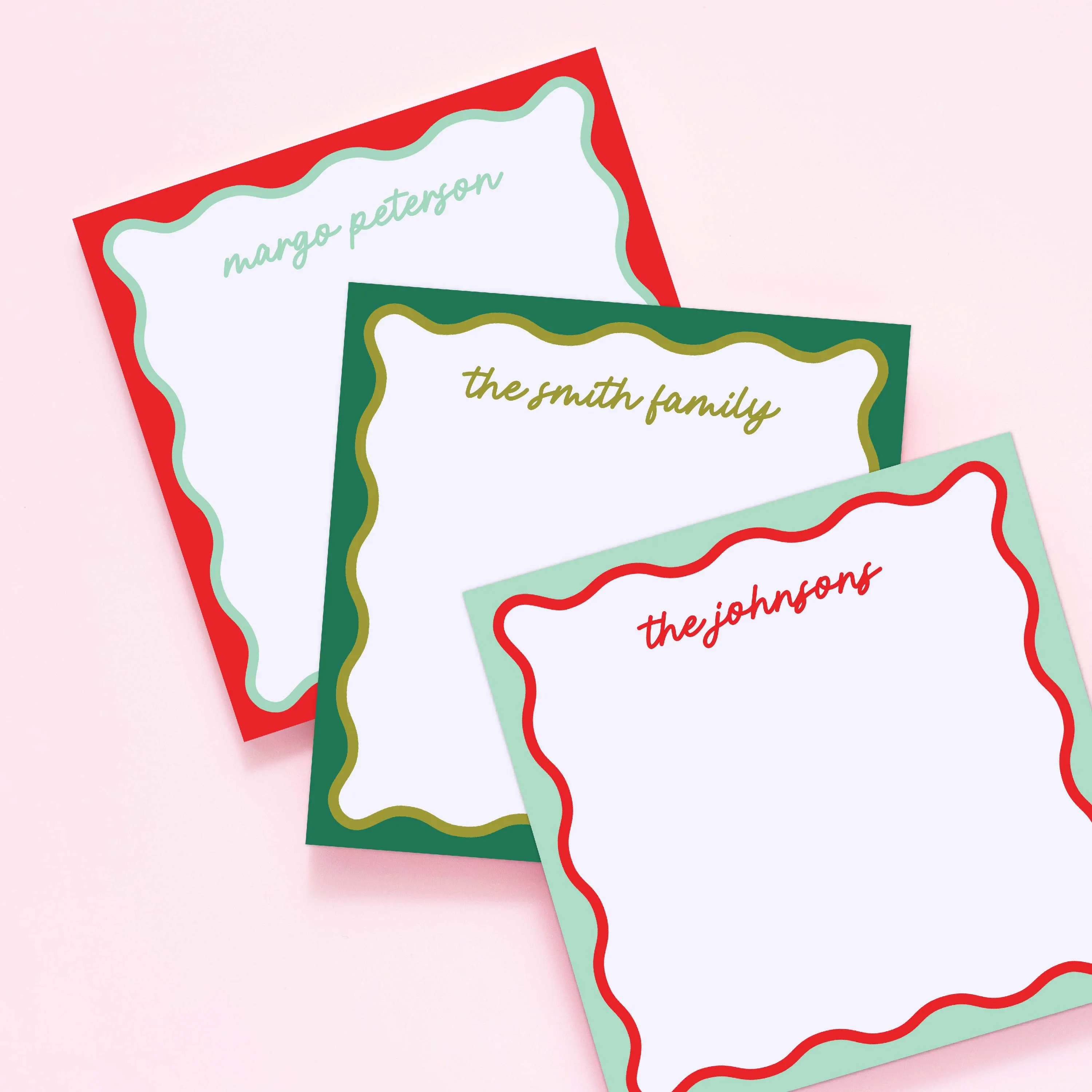 Holiday Wavy Personalized Notepad & Stationery Bundle