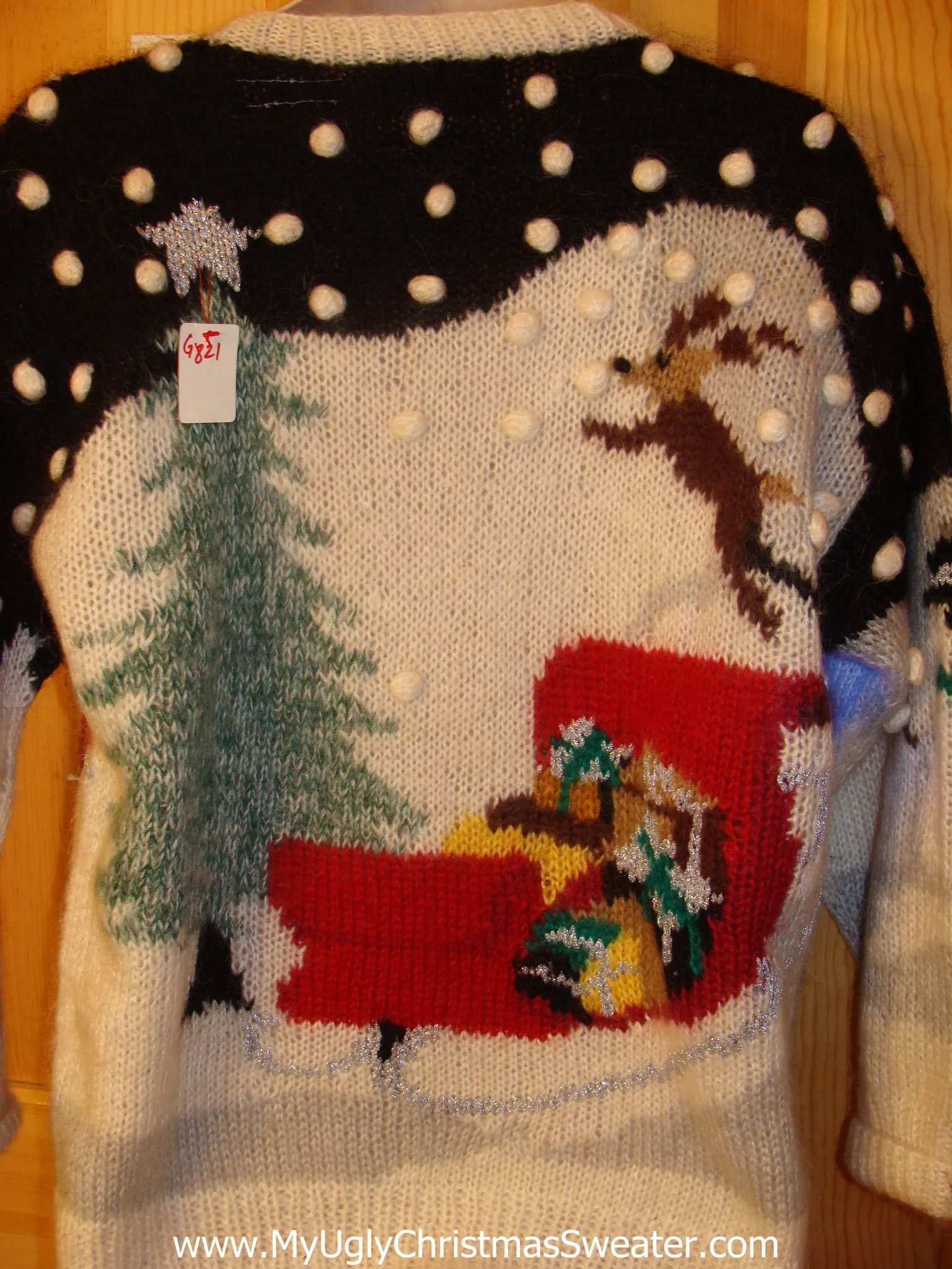 Holy Grail Contest Winner Light Up Ugly Xmas Sweater Santa and Reindeer