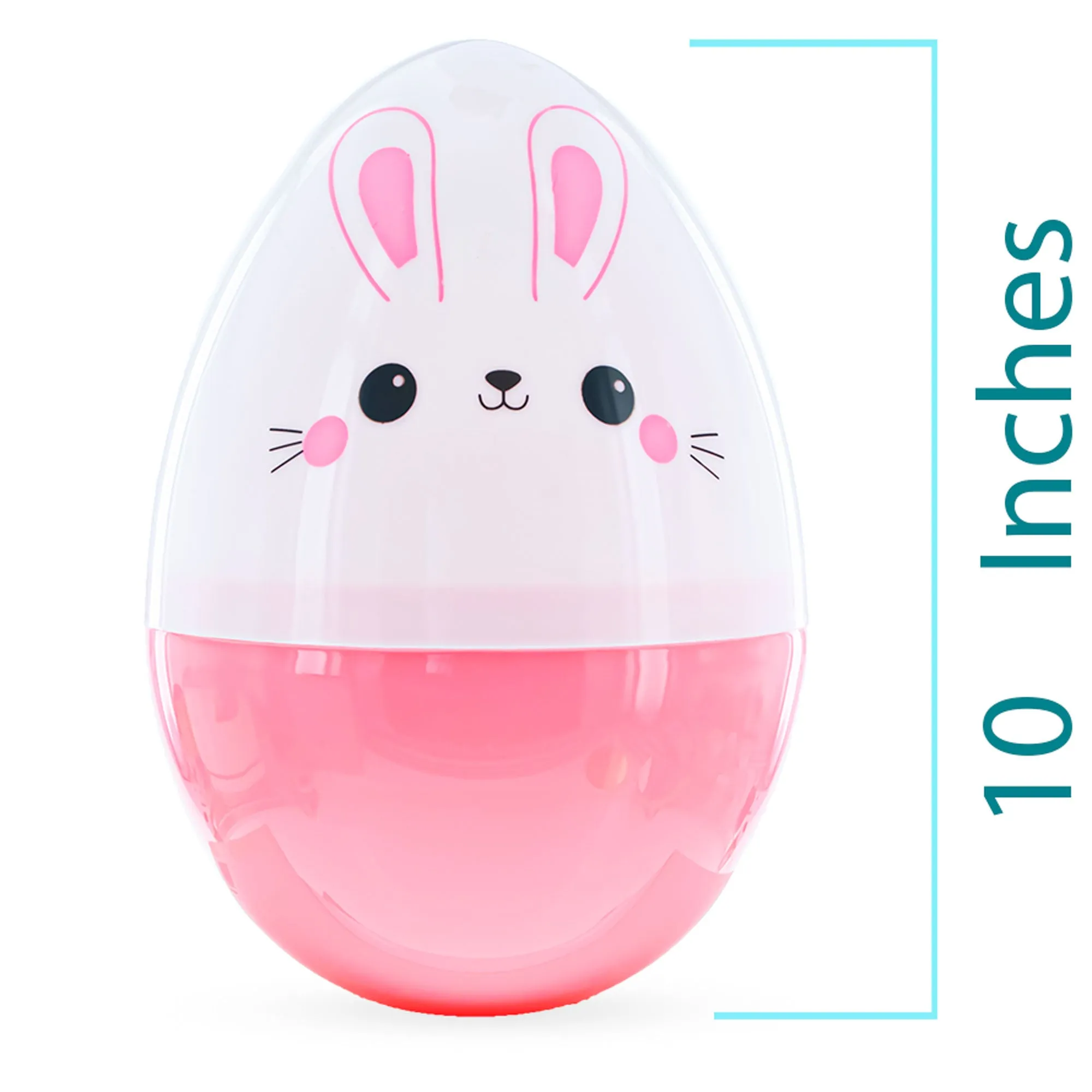 Large Bunny Giant Jumbo Size White And Pink Plastic Easter Egg 10 Inches