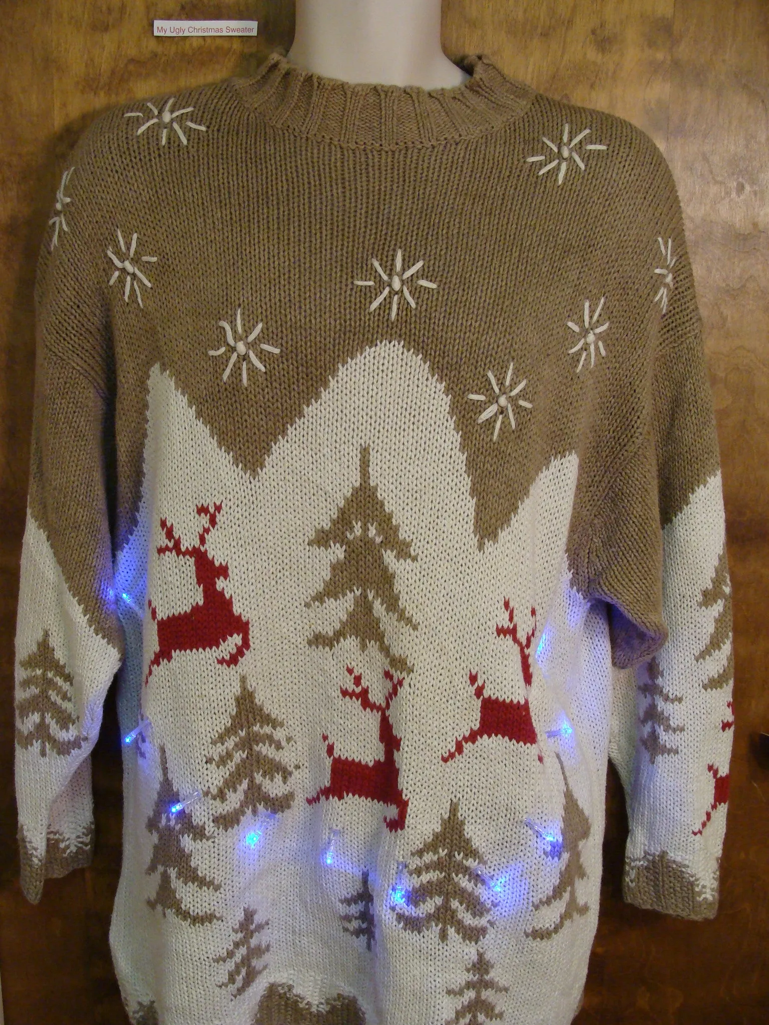 Light Up Ugly Xmas Sweater with Reindeer