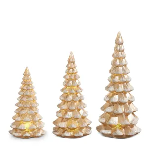 Lighted Antiqued Champagne Tree Set