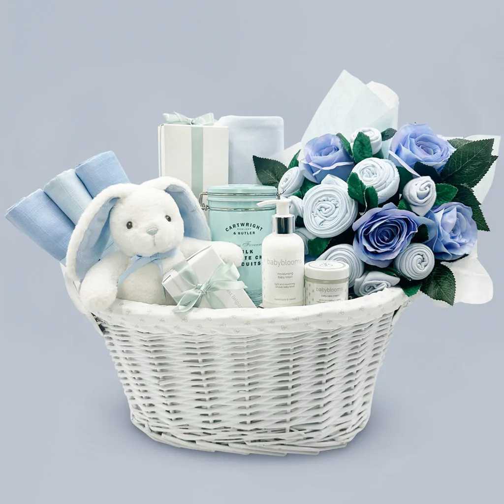 New Parents and Baby Luxury Gift Basket, Blue