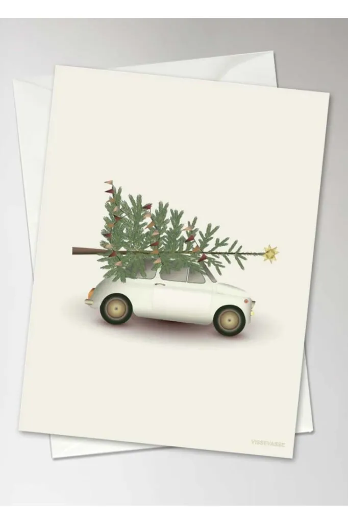 Nordic Rooms - Vissevasse Christmas Card - A6 - Christmas Tree & Little Car