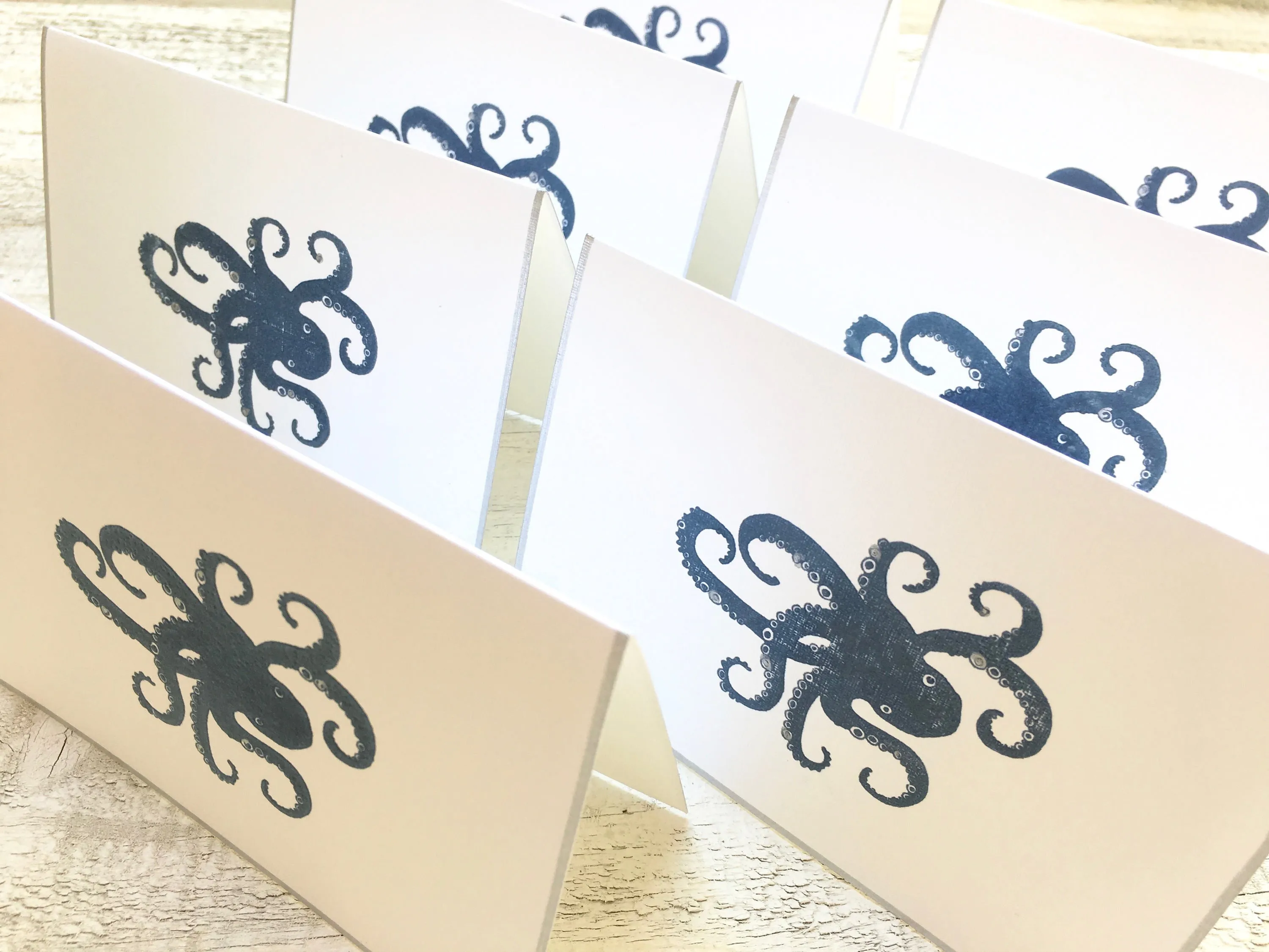 Note Cards, Octopus Stationery, Handmade Note Cards, Nautical Stationery, Beach Note Cards, Personalized Stationery, Set of 8