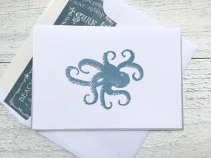 Note Cards, Octopus Stationery, Handmade Note Cards, Nautical Stationery, Beach Note Cards, Personalized Stationery, Set of 8