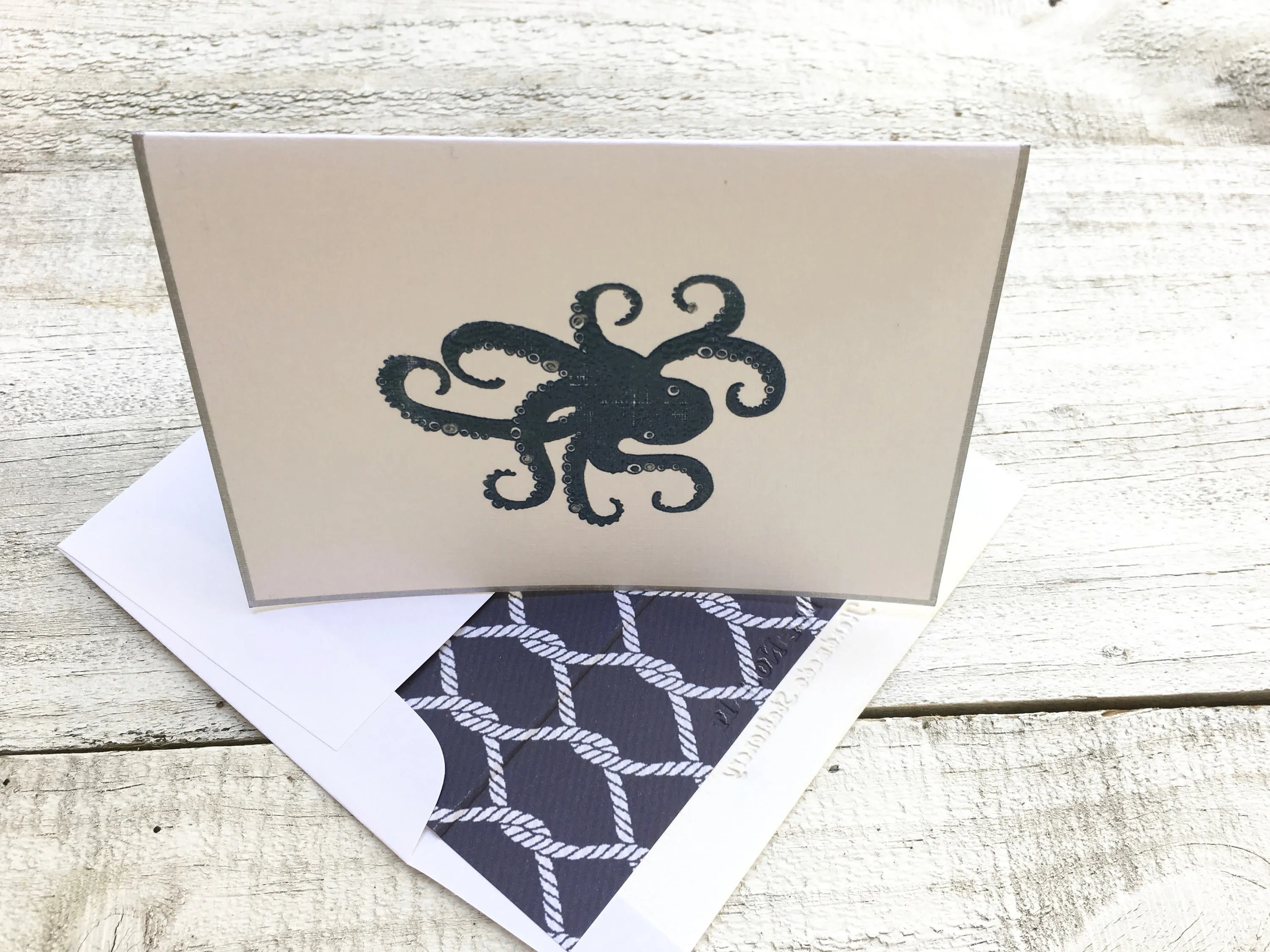 Note Cards, Octopus Stationery, Handmade Note Cards, Nautical Stationery, Beach Note Cards, Personalized Stationery, Set of 8