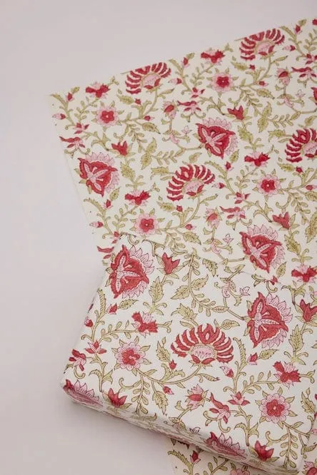 Paper Mirchi Block Printed Wrapping Paper Flora Festive Mix