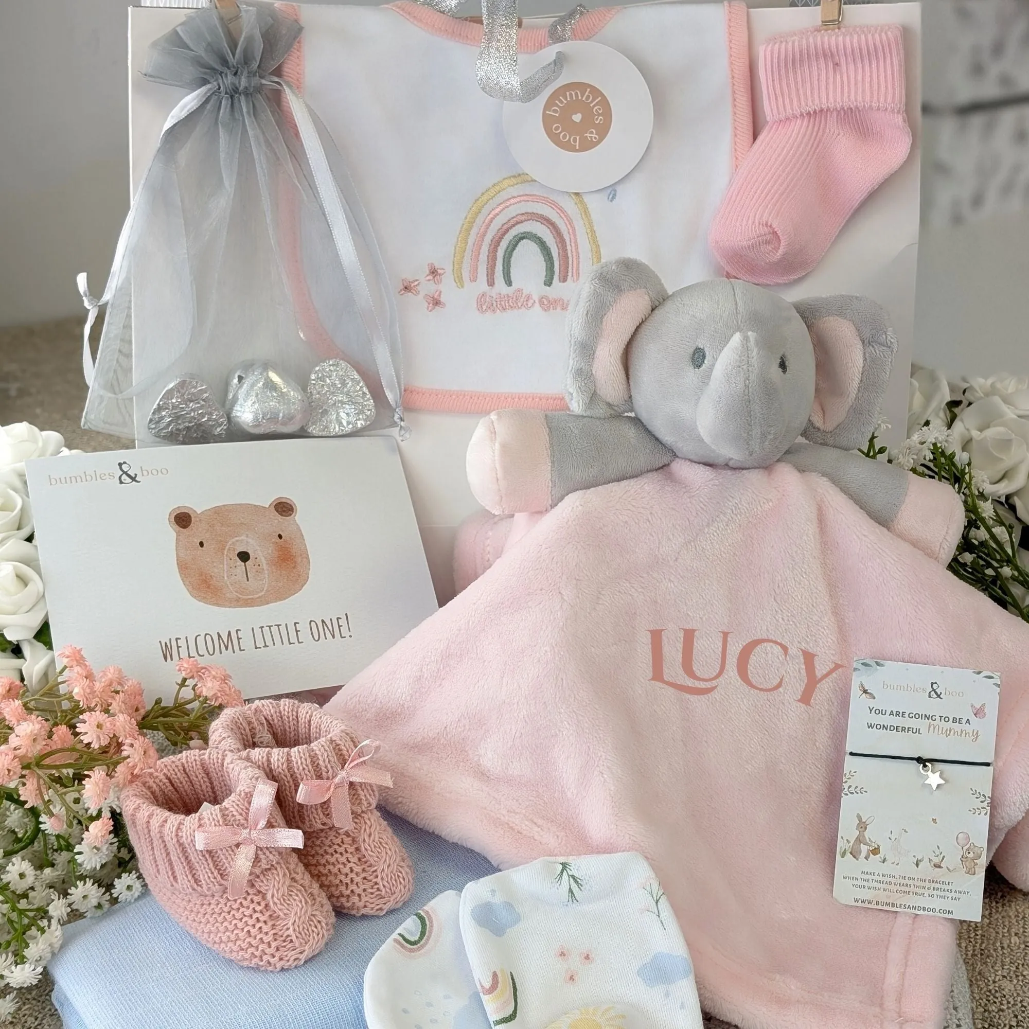 Personalised New Mum & Baby Girl Gifts Hamper Bundle Of Love