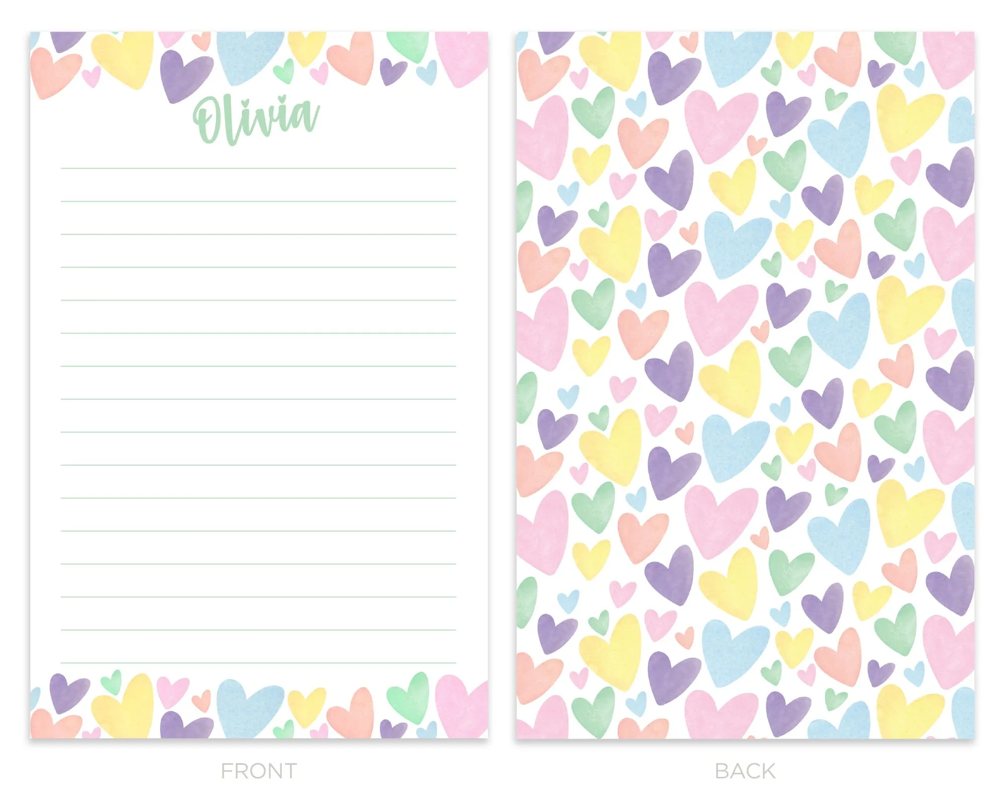 Personalized Rainbow Heart Writing Set for Kids