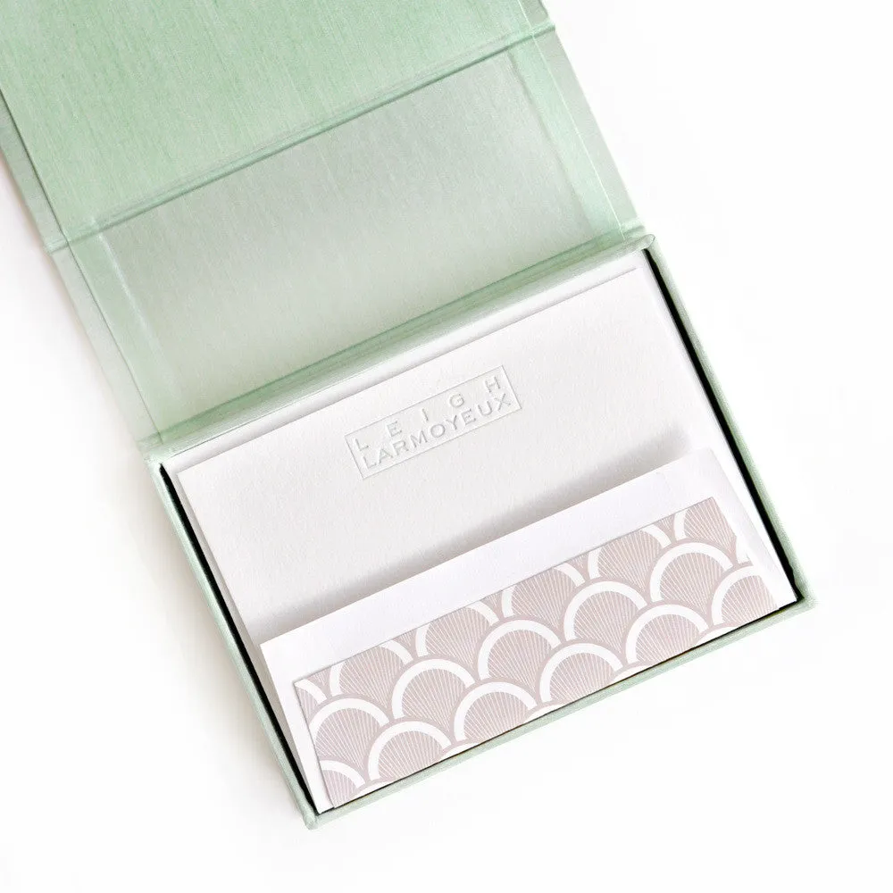 Petite Silk Stationery Box - Seafoam