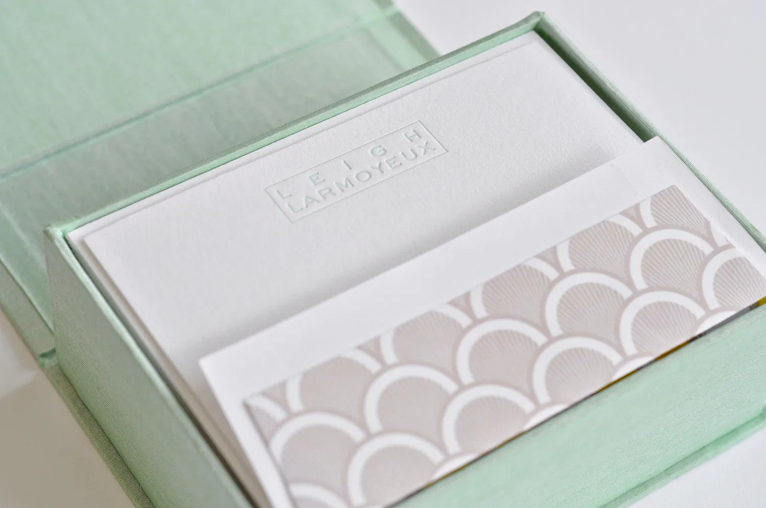 Petite Silk Stationery Box - Seafoam