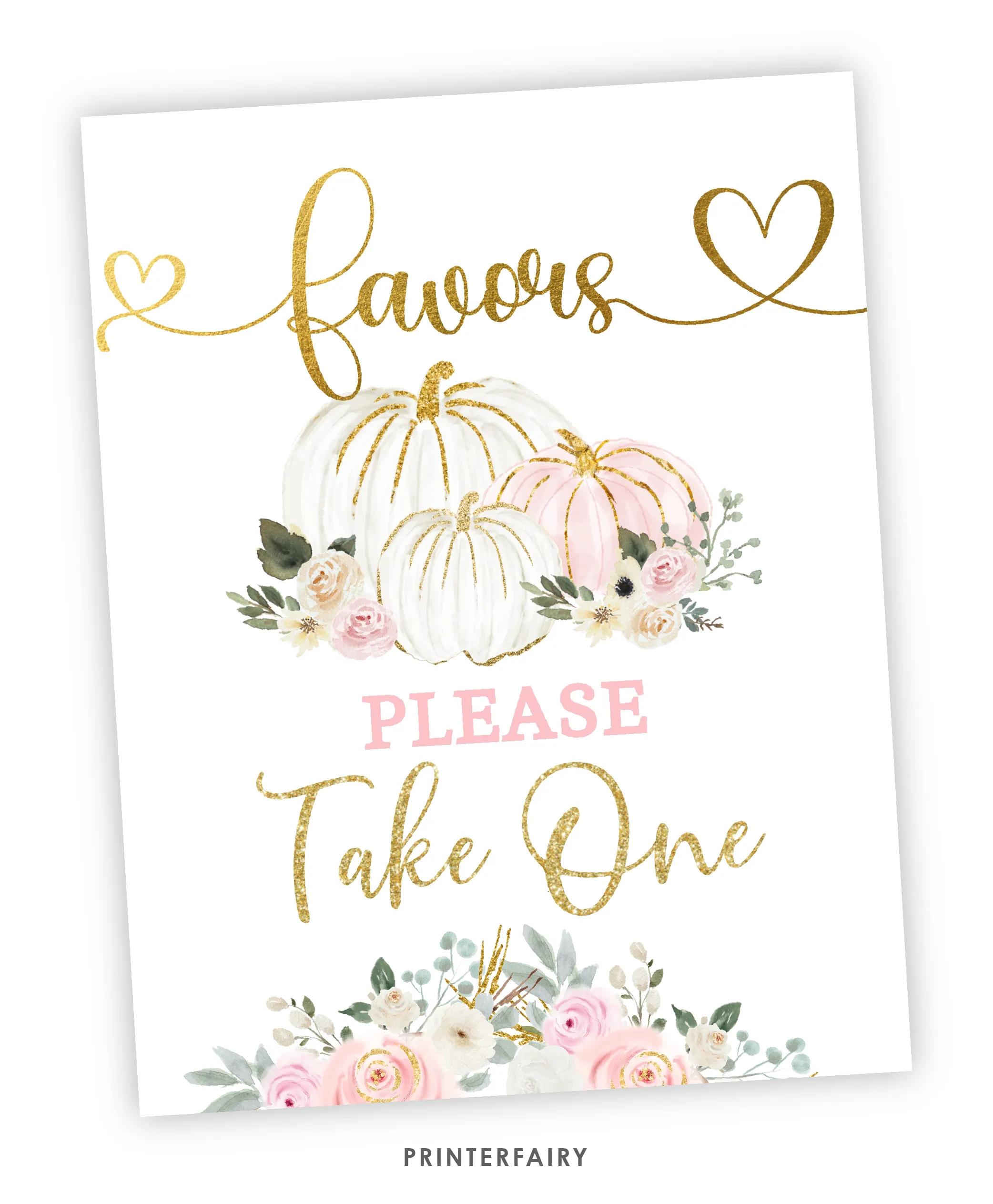 Pink Gold Baby Shower Signs