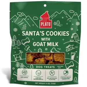 Plato Santa's Goat Milk Cookies Duck Dog Treats 4 oz