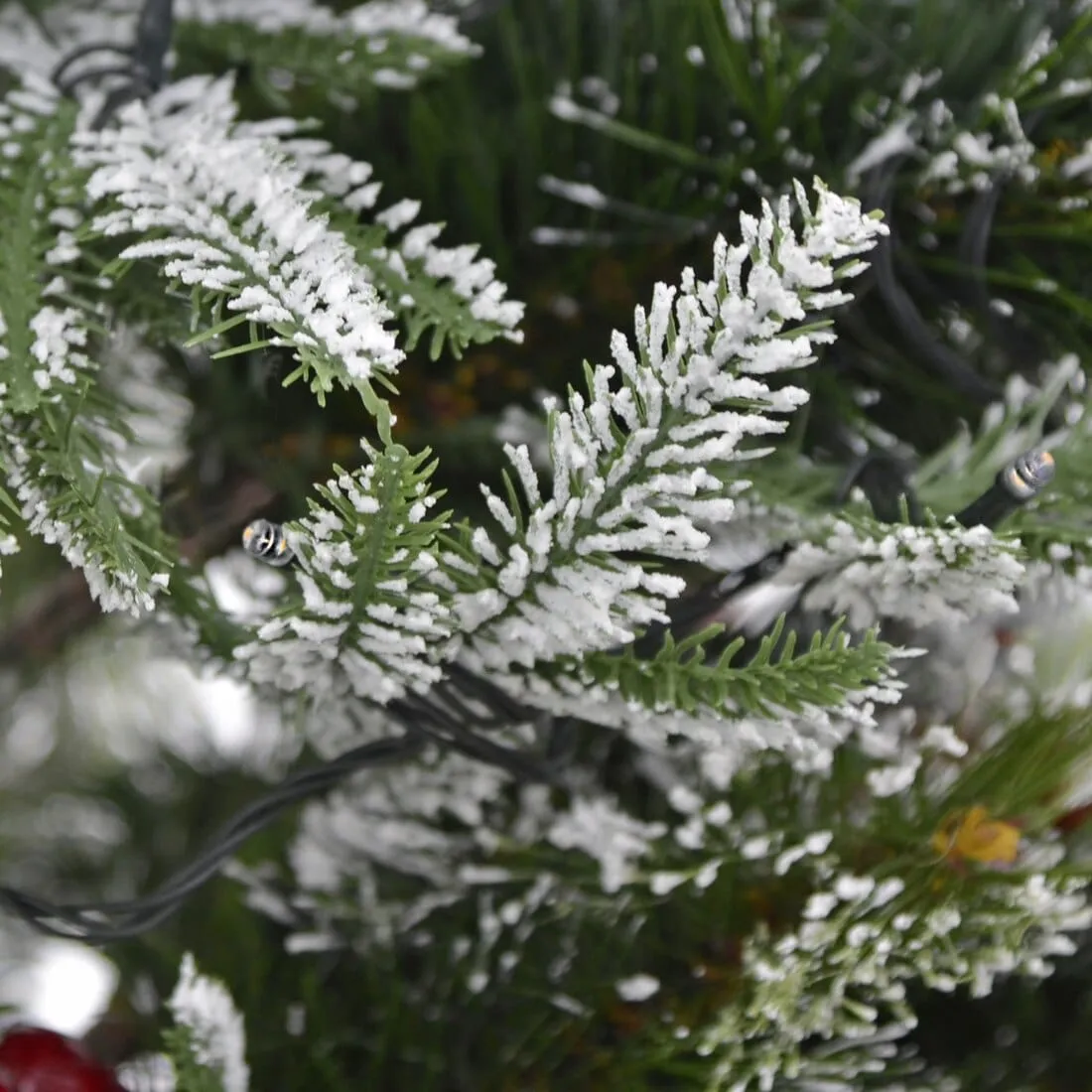 Pre-Lit Frosted Christmas Tree With Berries And Cones