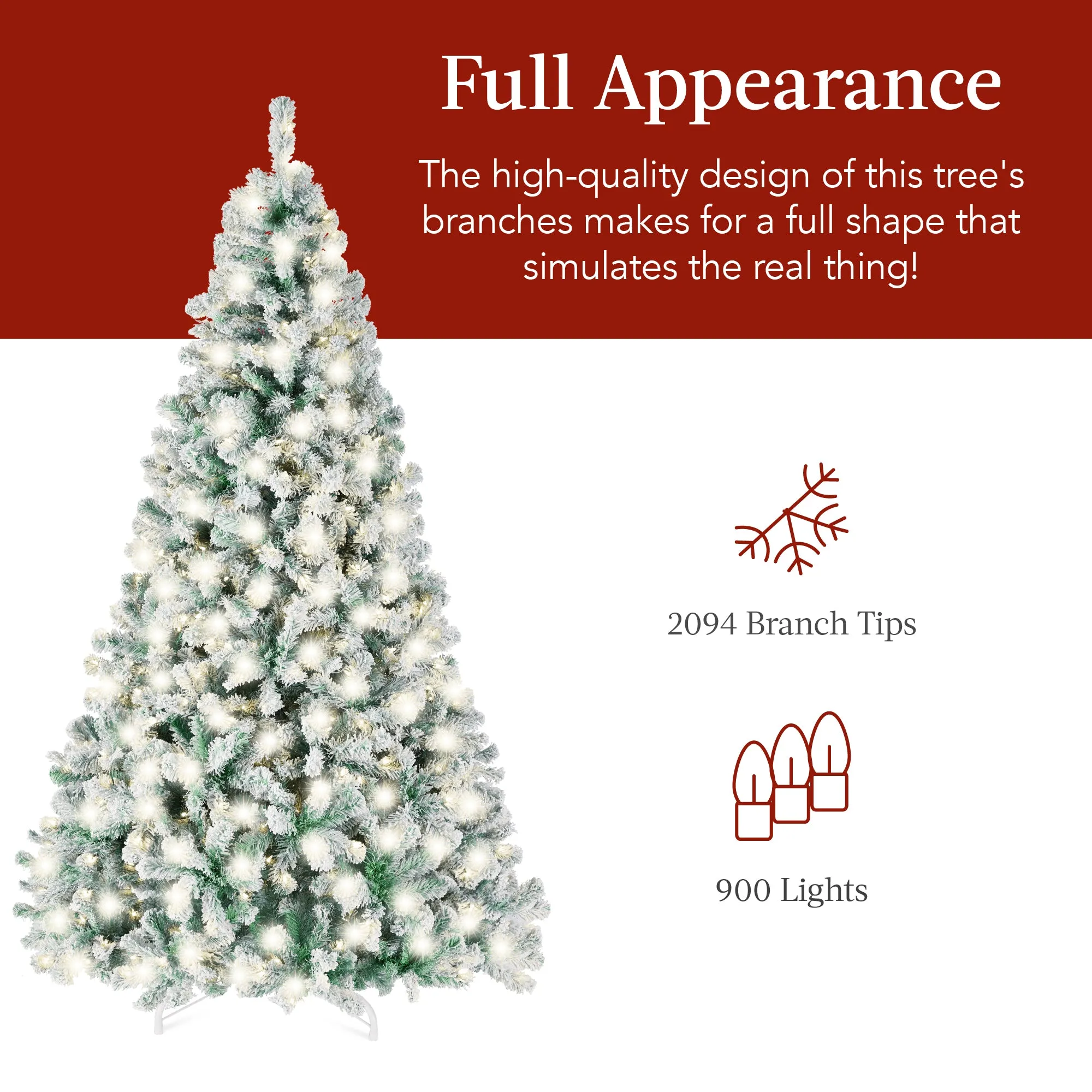 Pre-Lit Sage Green Flocked Artificial Pine Christmas Tree w/ White Lights