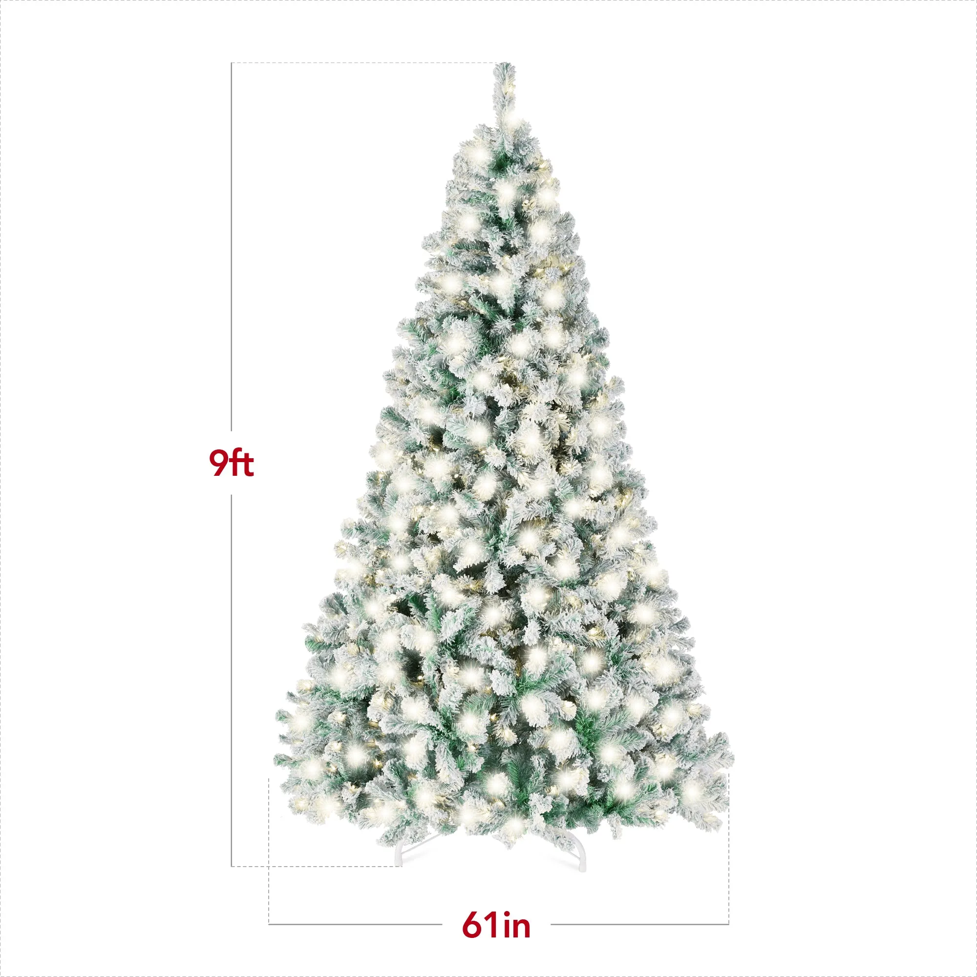 Pre-Lit Sage Green Flocked Artificial Pine Christmas Tree w/ White Lights