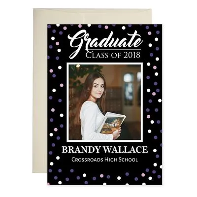 Purple Confetti Graduation Announcements