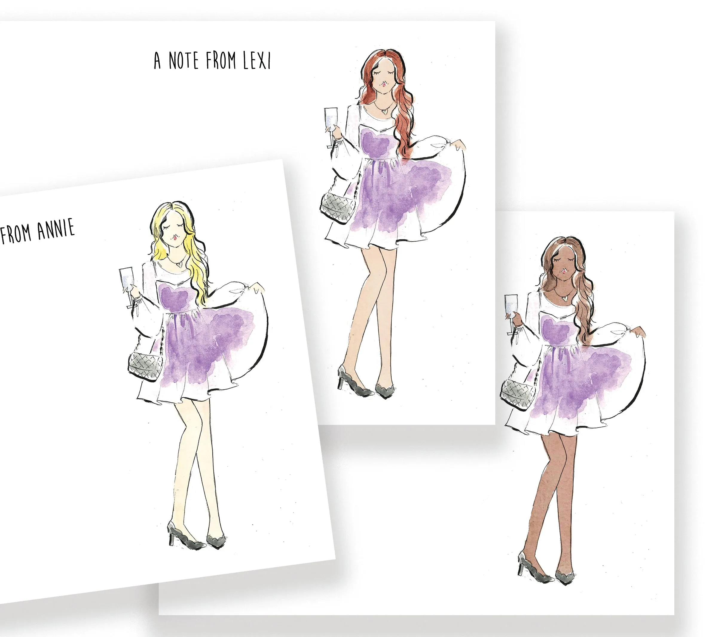 Purple Dress Fashion Girl Personalized Stationery