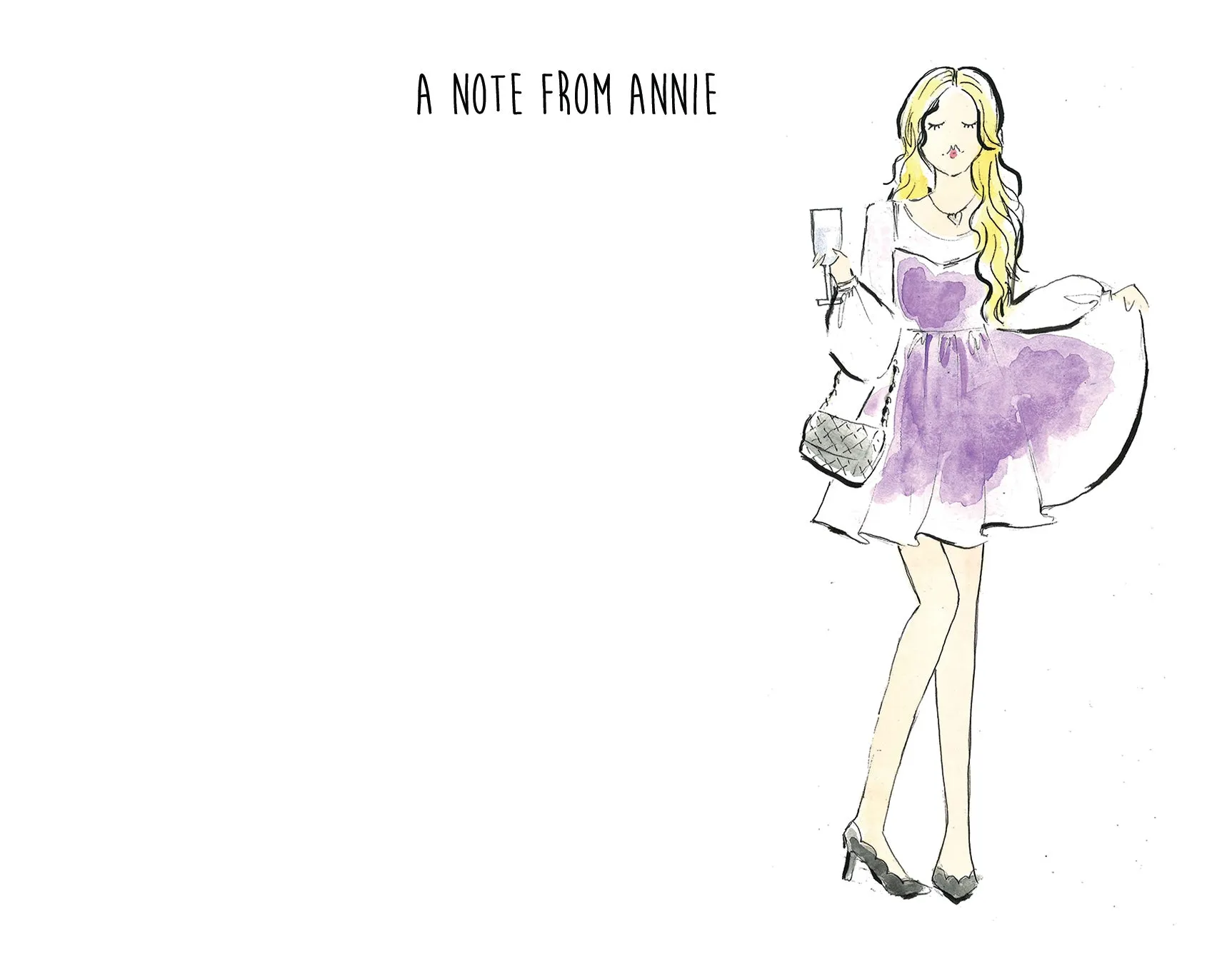 Purple Dress Fashion Girl Personalized Stationery