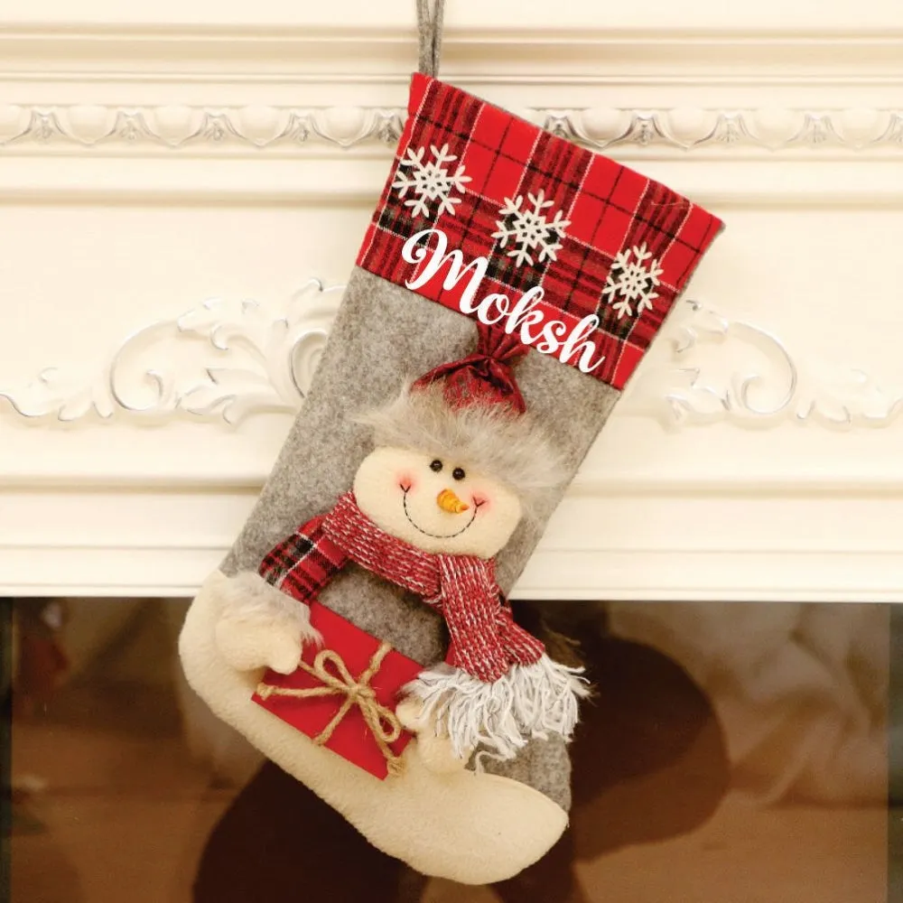 Red Gifts And Snowflake Stockings - Snowy Snowman