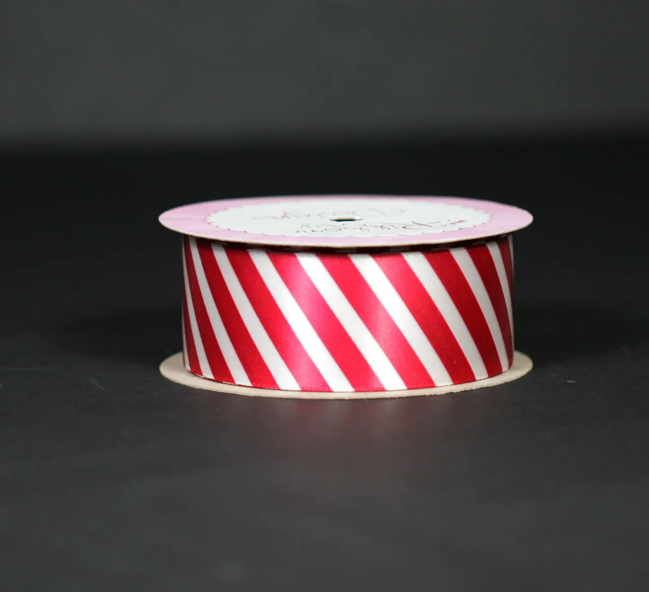 Red Stripes Ribbon on 1.5" Antique White Single Face Satin Ribbon