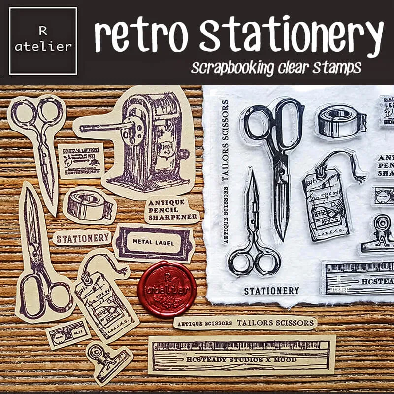 Retro Stationery Scrapbooking Clear Stamps