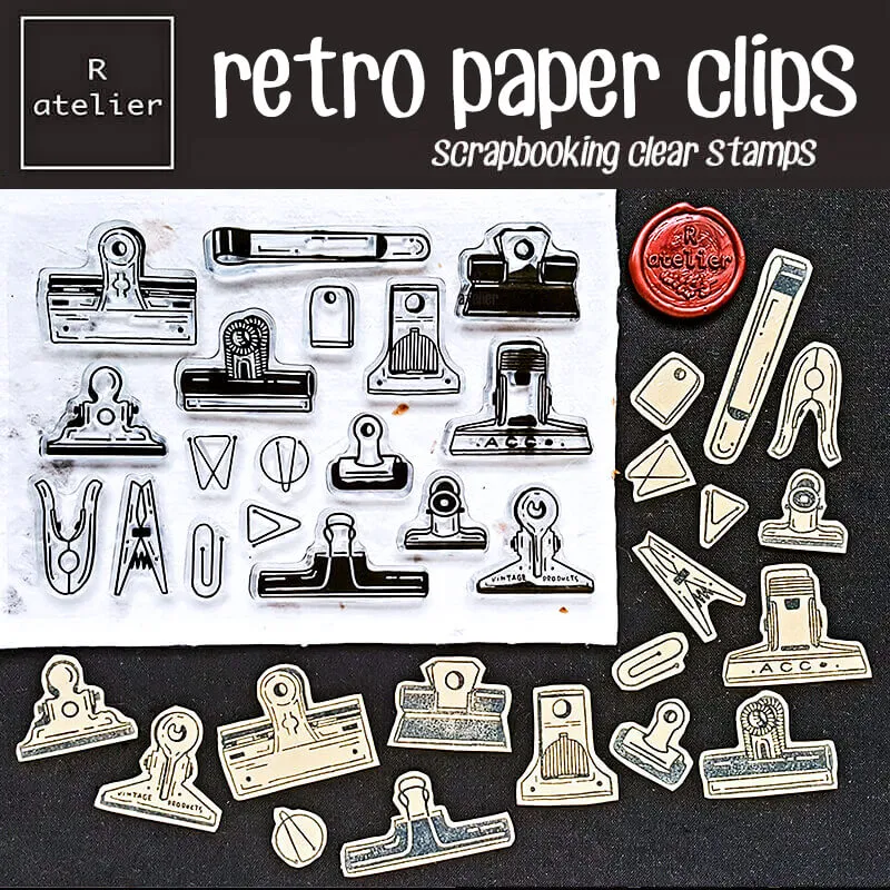 Retro Stationery Scrapbooking Clear Stamps