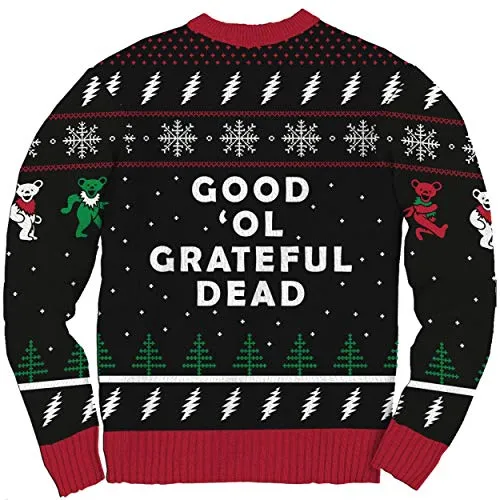 Ripple Junction Grateful Dead Adult Dancing Bears Holiday Ugly Fleece Sweater XS Black