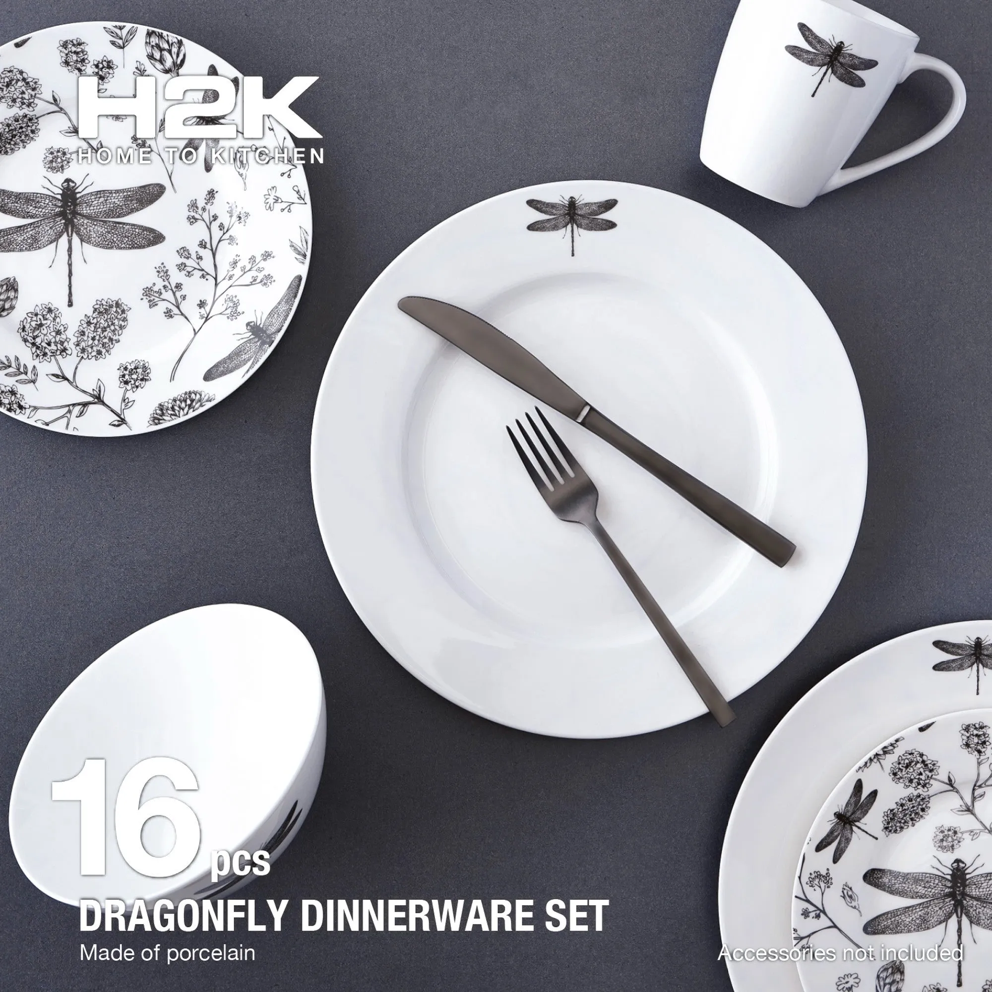 Safdie & Co. Dinnerset 16PC Dragonfly