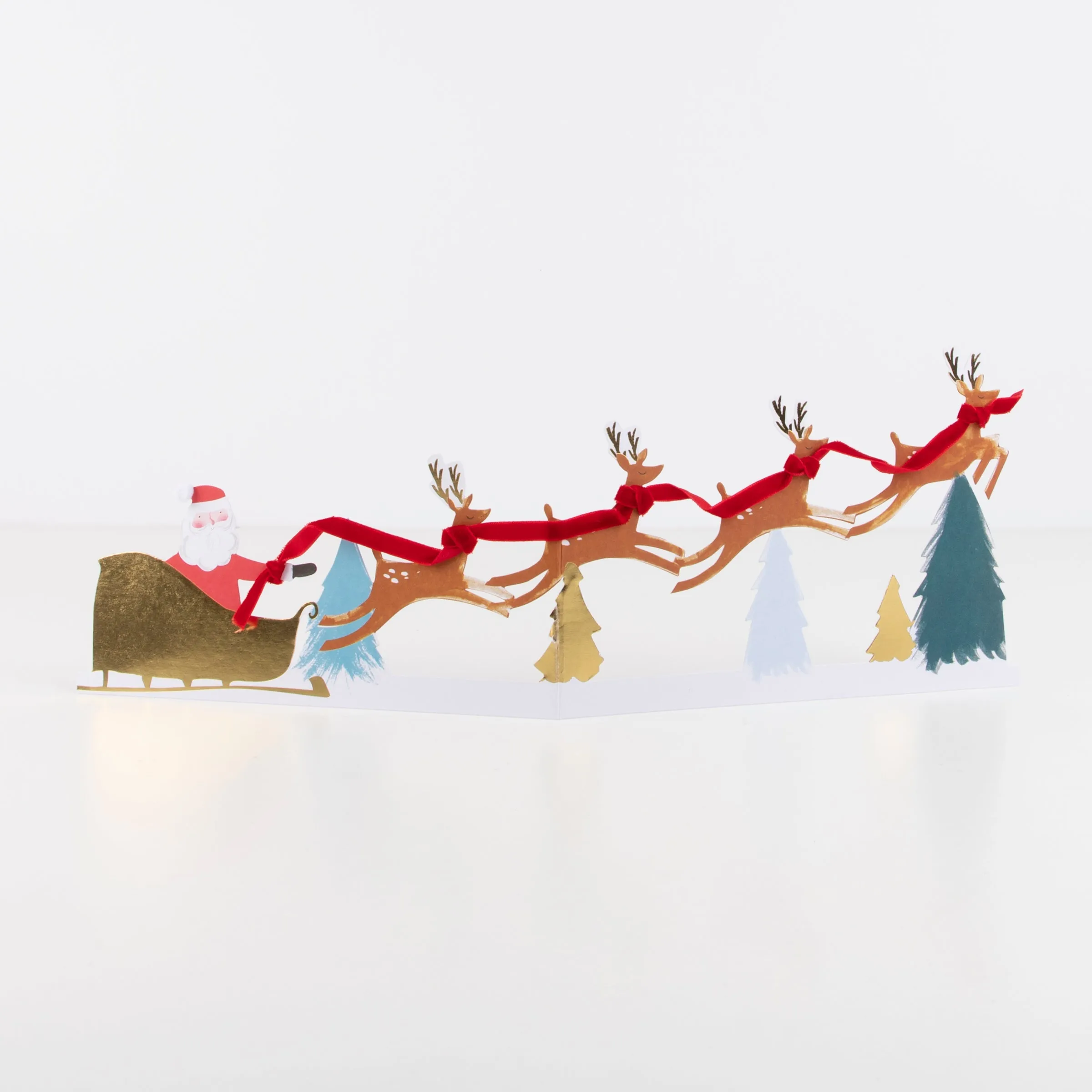 Santa's Sleigh 3D Scene Christmas Card