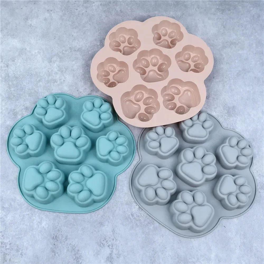 Silicone Puppy Dog Paw Bone Molds Elegant Chocolate Cookie Mold for Baking Non-Stick Dog Treat Molds Suitable for Microwave Oven