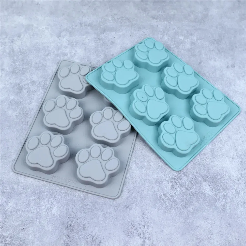 Silicone Puppy Dog Paw Bone Molds Elegant Chocolate Cookie Mold for Baking Non-Stick Dog Treat Molds Suitable for Microwave Oven