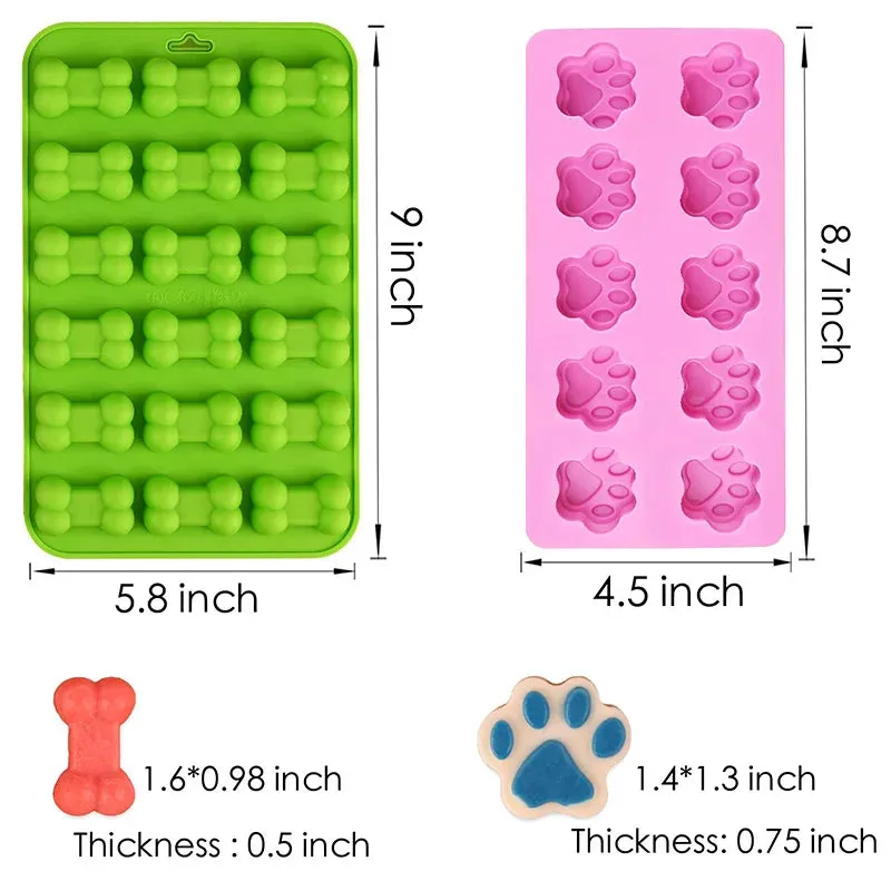 Silicone Puppy Dog Paw Bone Molds Elegant Chocolate Cookie Mold for Baking Non-Stick Dog Treat Molds Suitable for Microwave Oven