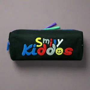 Smily Twin Zipper Pencil Pouch Black