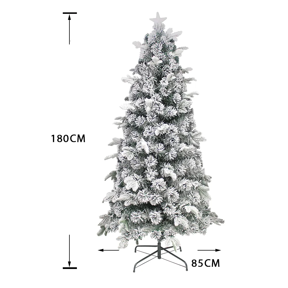 Snow Flocked Christmas Pine Tree Pre-Lit Ultra Bright Flashing Lights