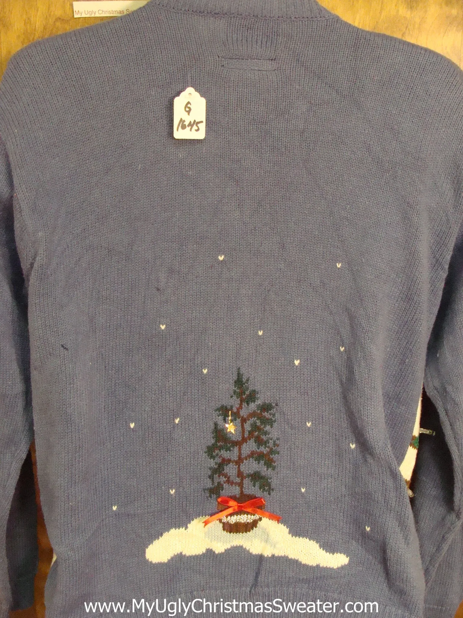 TREE FARM Winter Scene Tacky Xmas Sweater with Lights