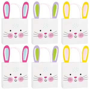 White Bunny Ear Easter Paper Treat Bags With Handles 3ct